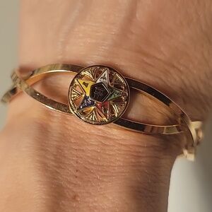 Gold Order of Eastern Star Bangle Bracelet